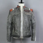 AVIREX FLY Fashion Mens Vintage Genuine Motorcycle Slim Fit Skull Leather Men Black Biker Jacket - Image 3